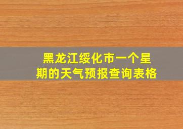 黑龙江绥化市一个星期的天气预报查询表格