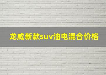 龙威新款suv油电混合价格