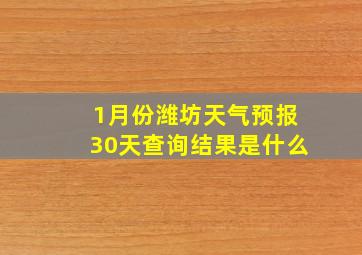 1月份潍坊天气预报30天查询结果是什么