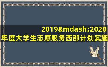 2019—2020年度大学生志愿服务西部计划实施方案