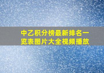 中乙积分榜最新排名一览表图片大全视频播放