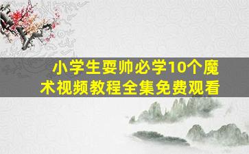 小学生耍帅必学10个魔术视频教程全集免费观看