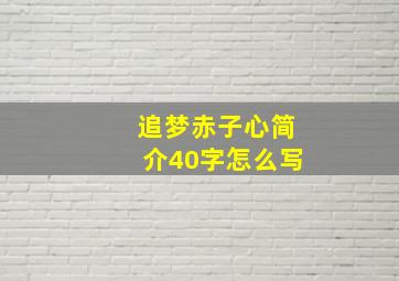 追梦赤子心简介40字怎么写