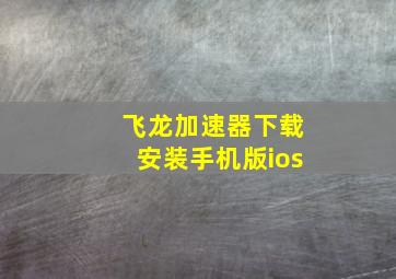 飞龙加速器下载安装手机版ios